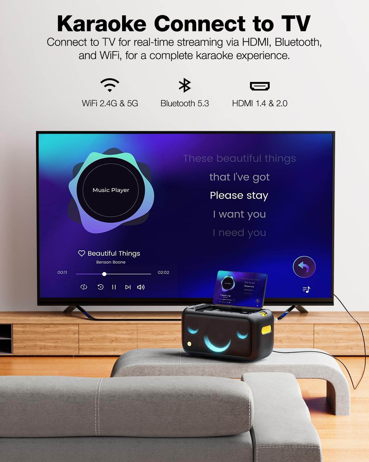 (New Open Box) Ikarao Break X1 Karaoke Machine for Adults with Lyrics Display & 32GB Tablet, 2 Wireless Microphones, 300W Peak PA System & Bluetooth Speaker, 4 DJ Lights, Portable Karaoke Speaker with Mic for Home Party/Outdoor