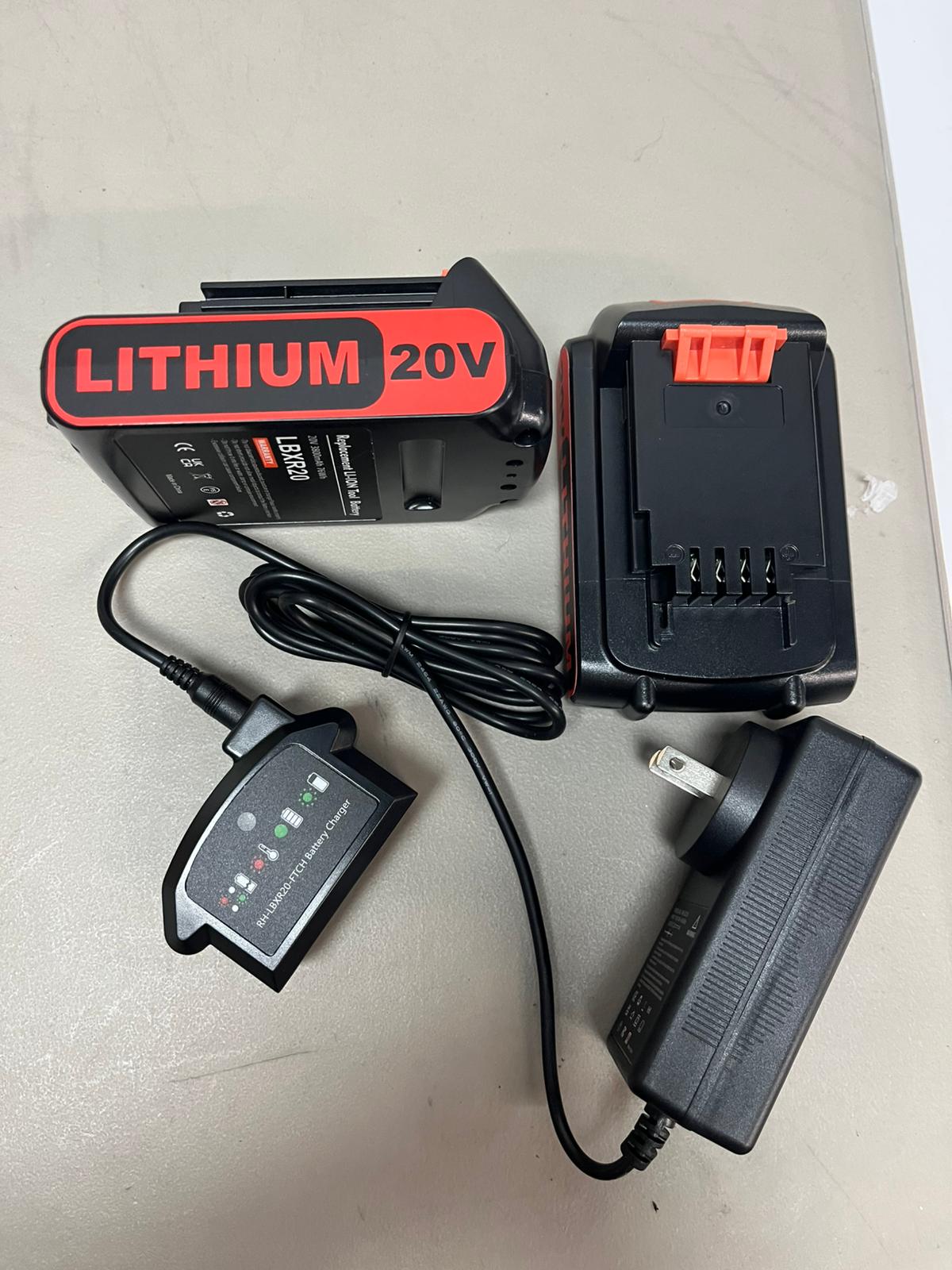 (New Open Box) Battery for Black+ Decker 20V Lithium: 3800mah Replacement 2 Pack