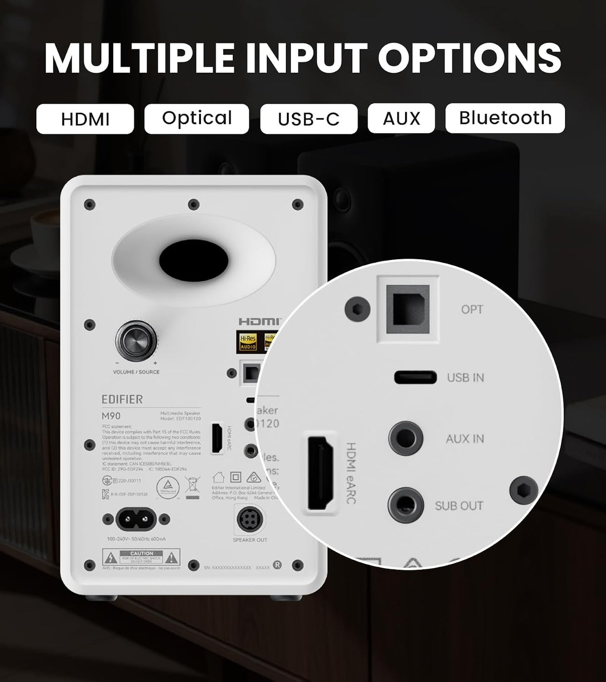 (New Open Box)  Edifier M90 100W RMS Computer Speakers | Premium Desktop Speakers • White |