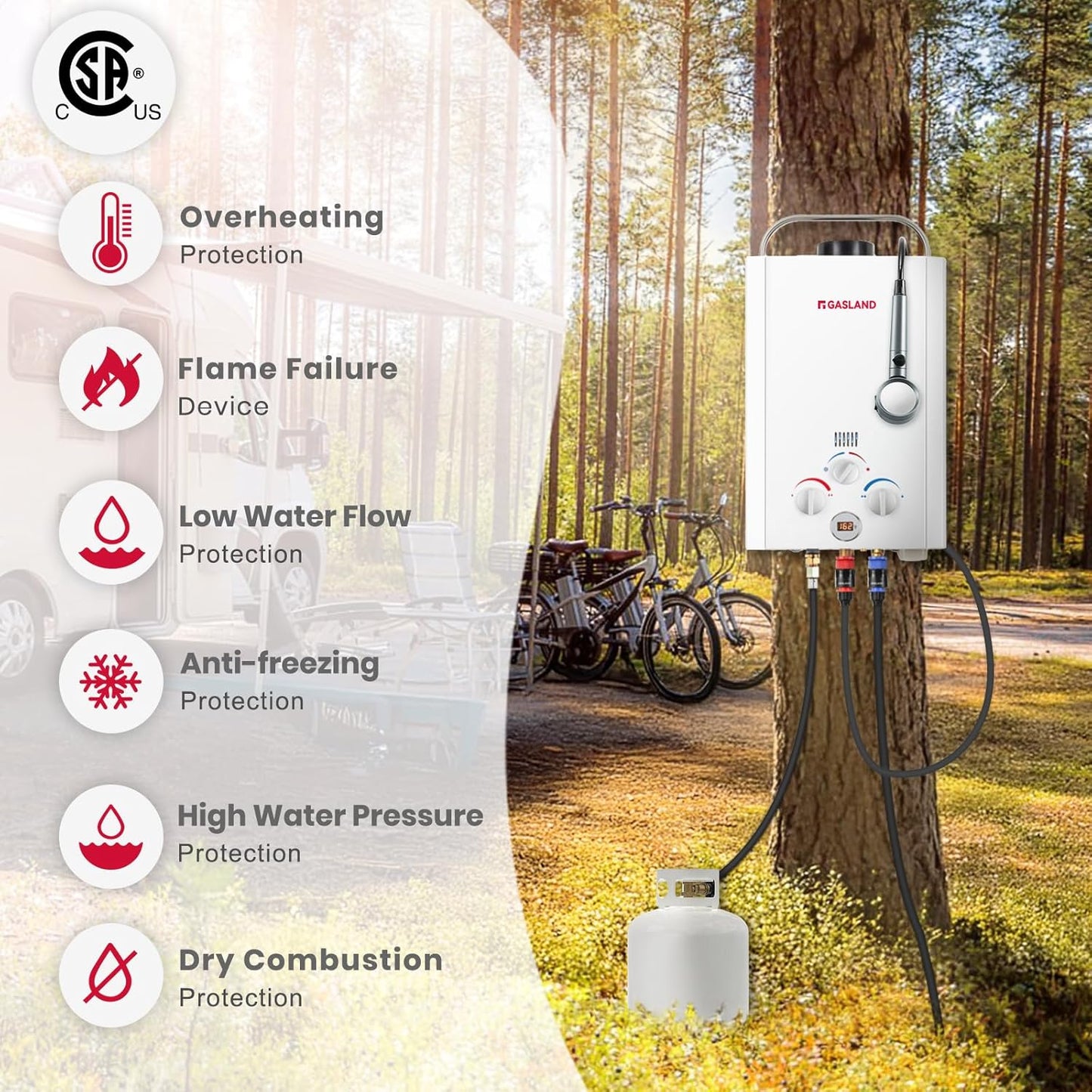 (Excellent) Tankless Water Heater, Gasland BE158 1.58GPM 6L Outdoor Portable Gas Water Heater, White