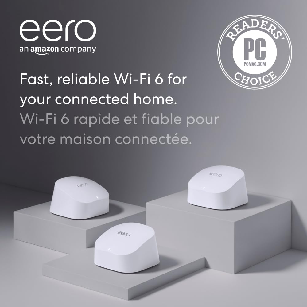 (Excellent) Amazon Eero 2nd Gen mesh wifi system - Coverage up to 4,500 sq. ft., 3-pack