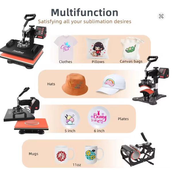 (New Open Box) Heat Press, Lya Vinyl 5 in 1 Heat Press Machine - 12 x 15 inch Combo Swing Away T-Shirt Sublimation