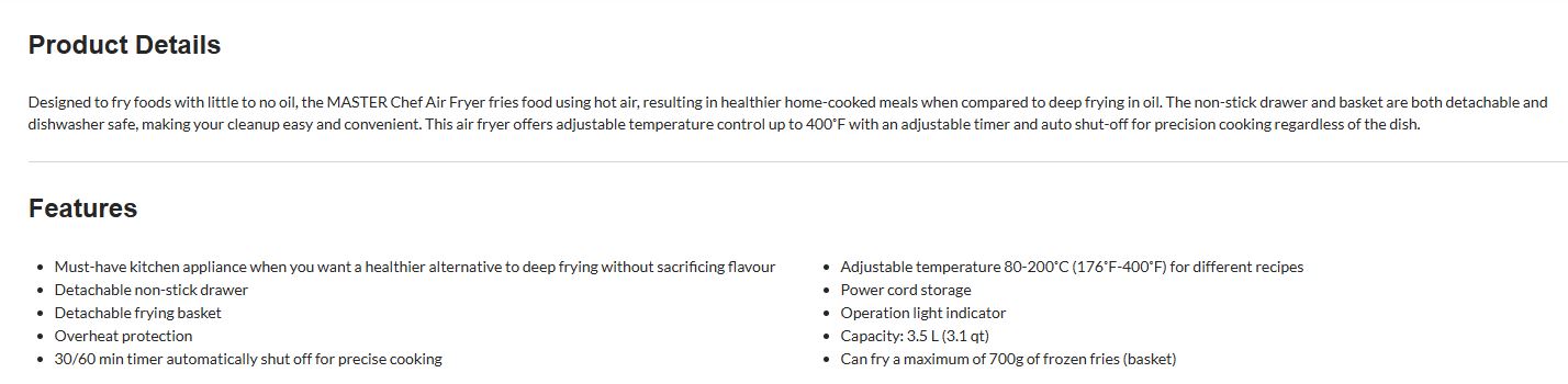 (New sealed) MASTER Chef Non-Stick Electric Air Fryer with Digital Display, 4-qt