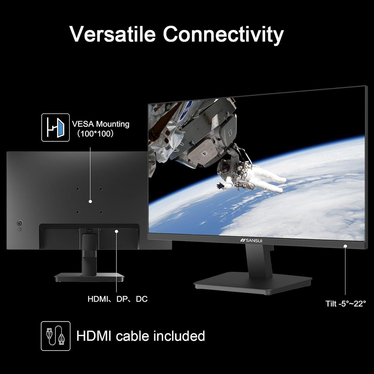 (New Open Box) 🖥️✨ SANSUI 27" FHD Computer Monitor | 120Hz • 1080P • HDR • 110% sRGB |