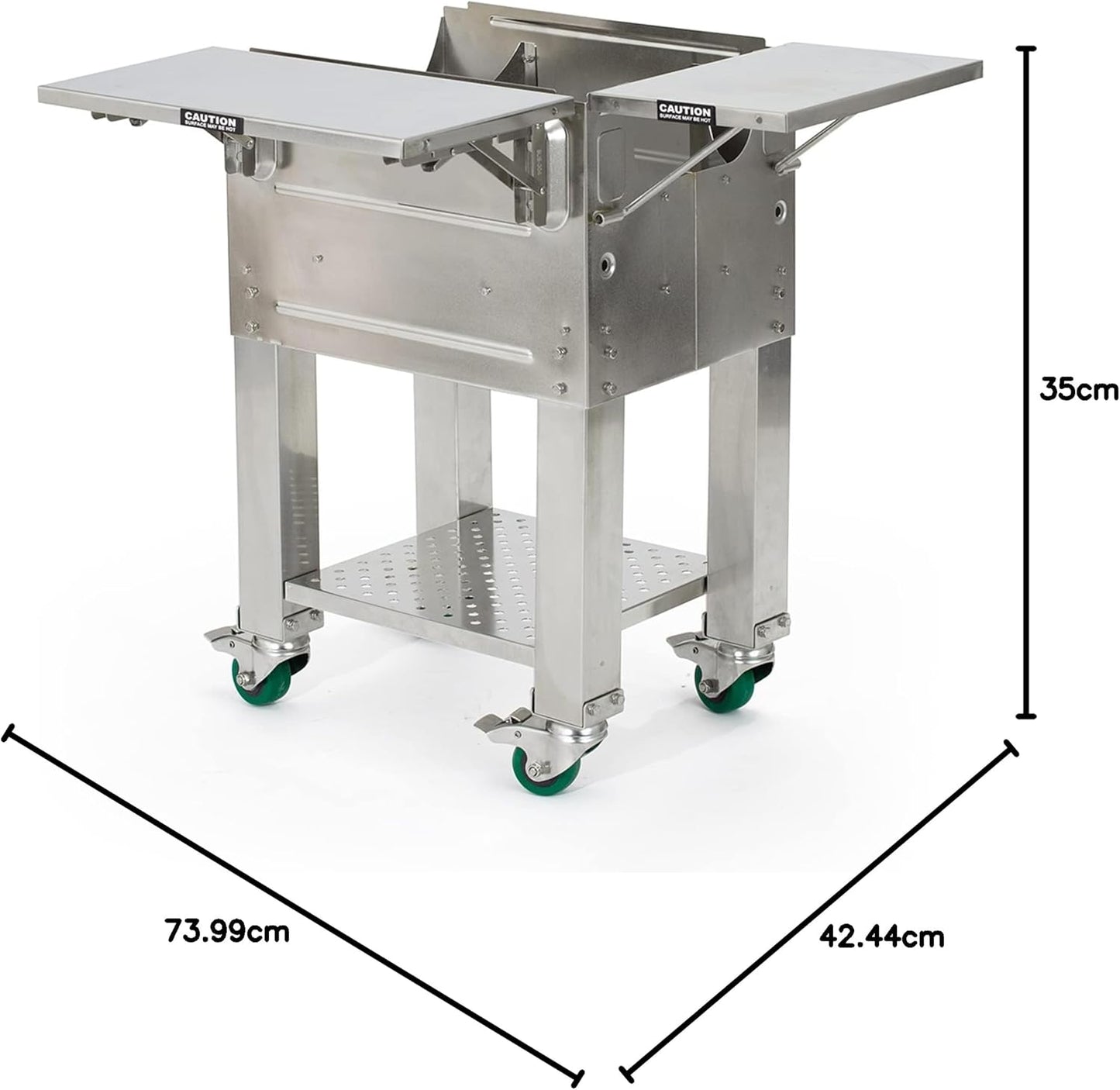 (New Open Box) GMG Stainless Steel Trek Cart Stand – Locking Wheels + Bottom Shelf!