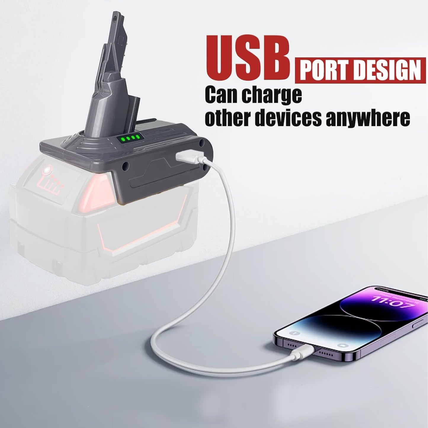 (New Open Box) PEDONY Adapter for Dyson V7 Convert for Milwaukee Battery