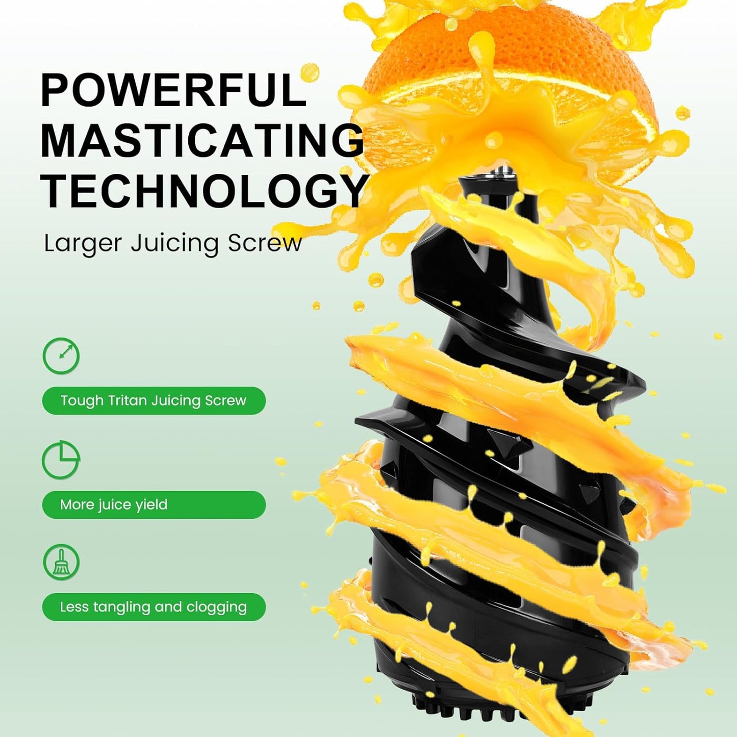 (Excellent) Ventray Cold Press Juicer, 3'' Wide Feed Chute Slow Masticating Juicer Machine for Whole Fruits & Vegetables, 240W, Easy to Clean, High Juice Yield, BPA Free