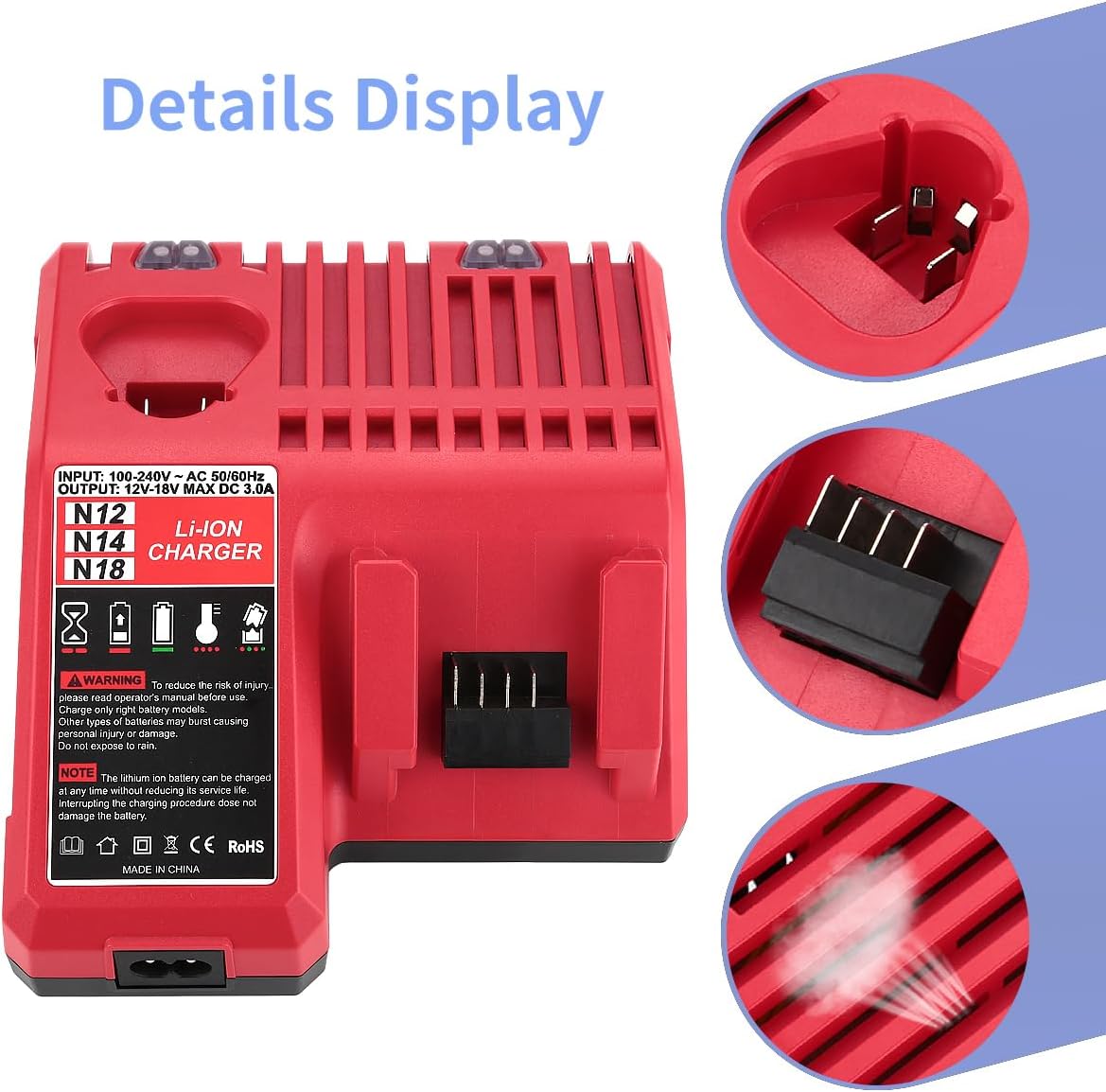(New Open Box) Powilling 2Pack 6.5Ah Replacement for Milwaukee M18 Battery and Charger Kit