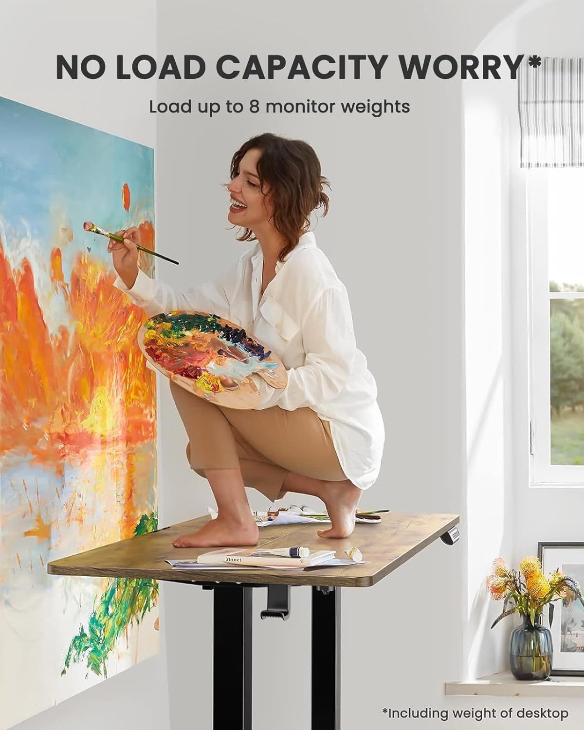 (New Open Box) ErGear Electric Standing Desk, 48‘’x24‘’ Height Adjustable Sit Stand up Desk, 4 Memory Computer Home Office Desk Standing Table with Splice Board (Vintage Brown)