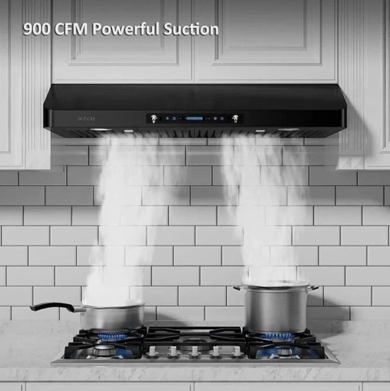 (New Open Box) IKTCH 30 Inch Under Cabinet Range Hood with 900-CFM (IKC01-30-BSS)