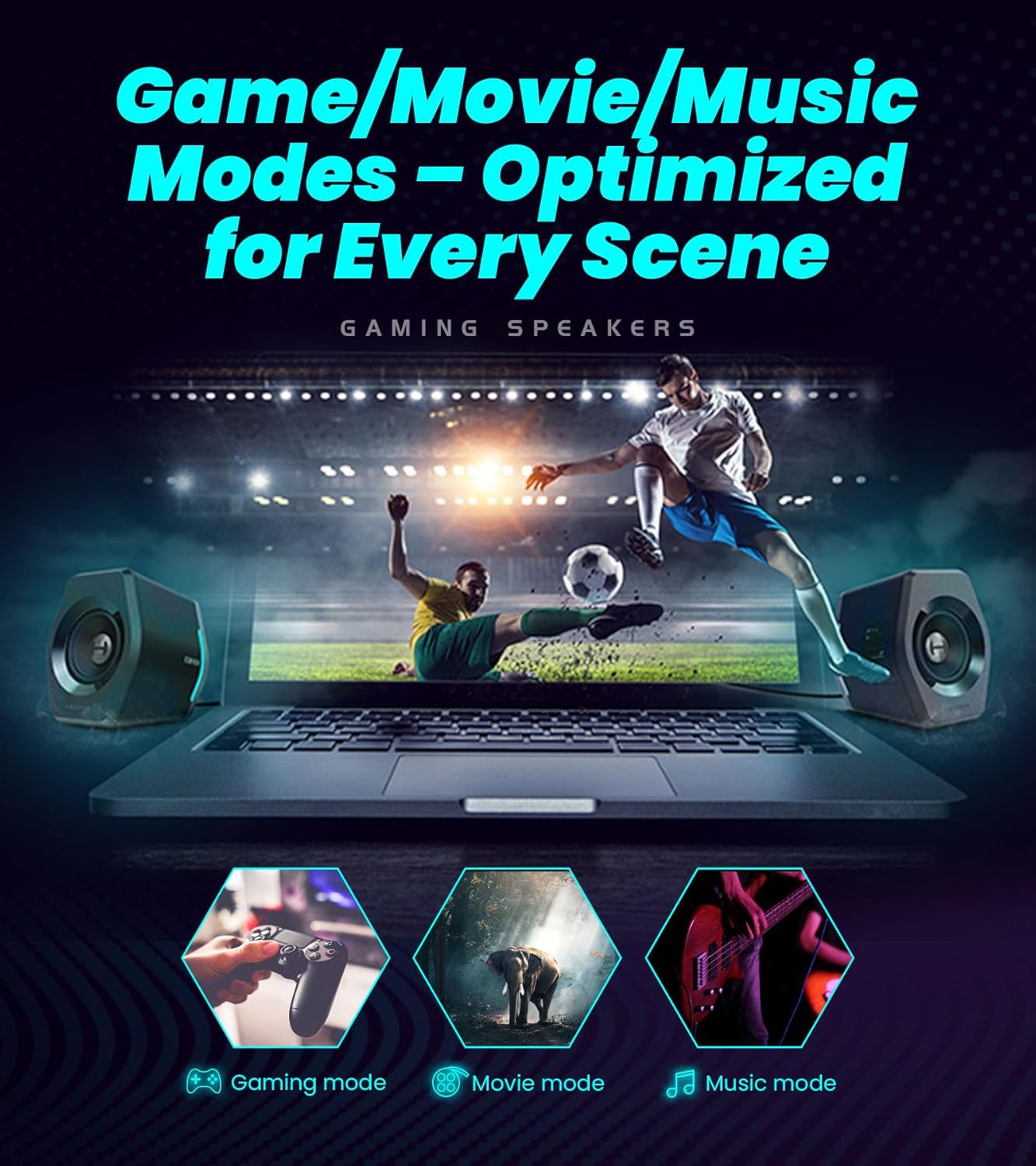 (New Open Box) Edifier G2000 RGB Gaming Speakers, 32W Peak Power, Compact Design for PC/PS4/Desktop, Bluetooth 5.1, 3.5mm AUX, Game/Movie/Music Modes, 12 RGB Lighting Effects - Black