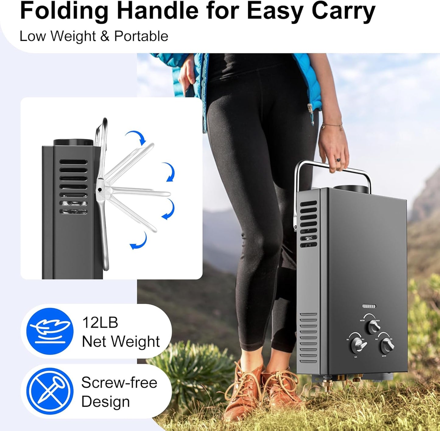 (New Open Box) Outdoor Tankless Propane Water Heater 1.58GPM 6L Portable Gas Water Heater