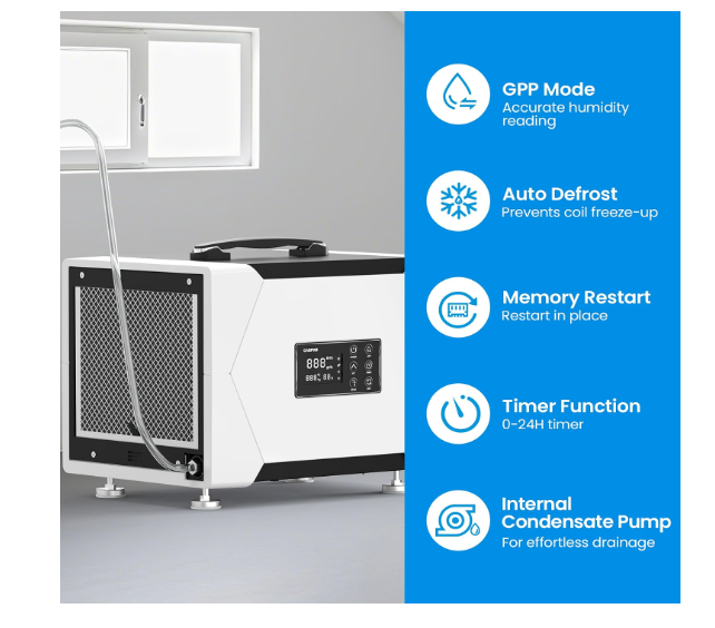 (New Open Box) 💧🏠 CADPXS 80 Pint Crawl Space/Commercial Dehumidifier with Pump & Drain Hose – Remois XP70 💦✨