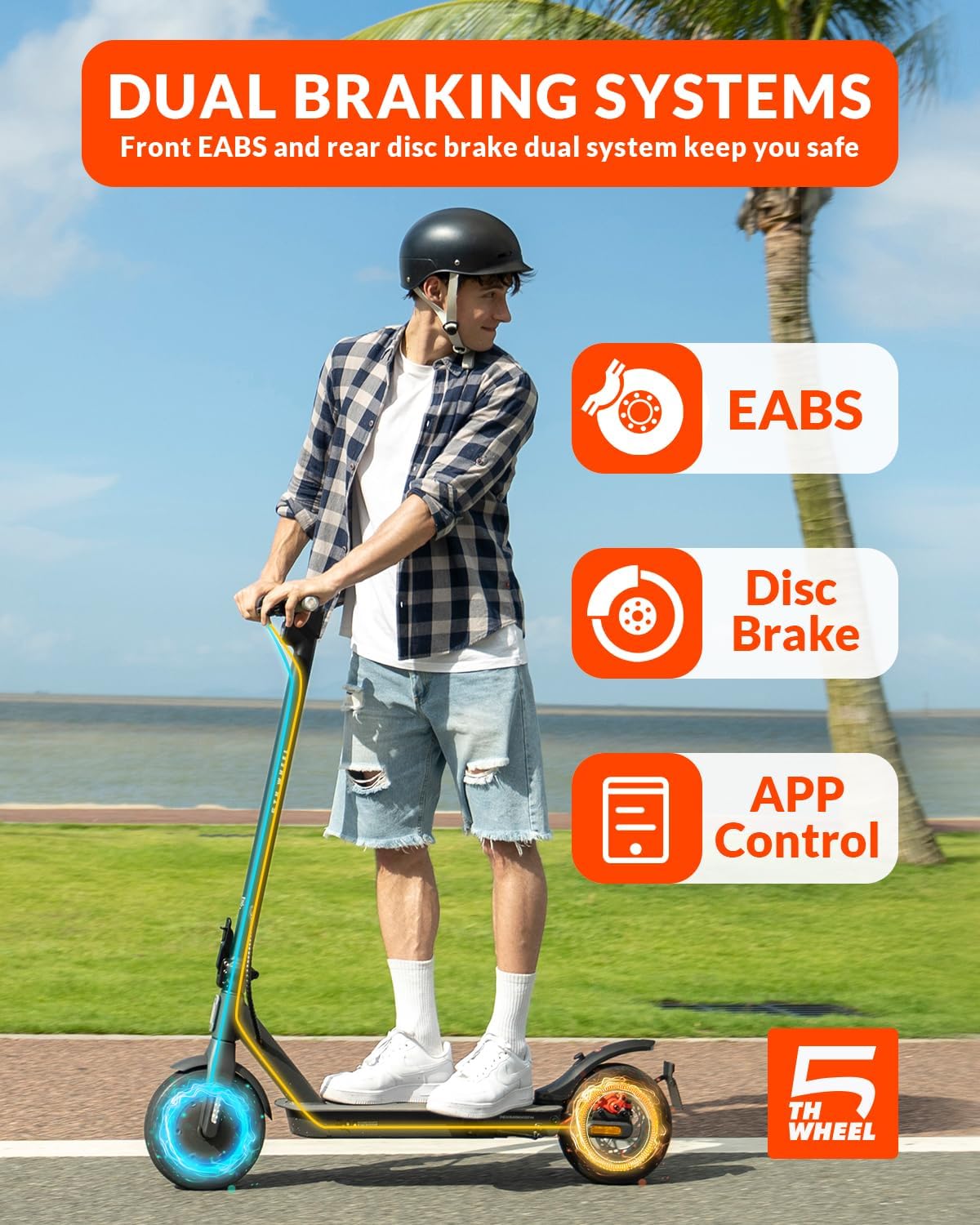 (Excellent) 5TH WHEEL ES09 Electric Scooter | 350W Motor • 18 MPH • 19.9 Mile Range • APP Control