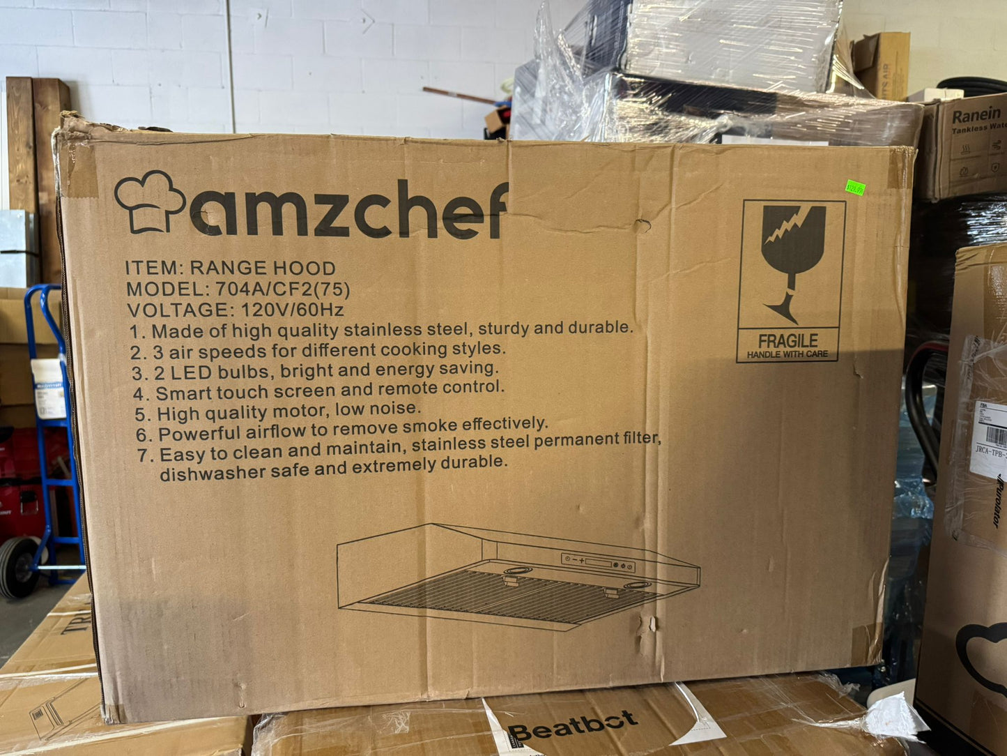 (New Open Box) AMZCHEF 30" Under Cabinet 430 Steel 700CFM Hood with Smart Touch/Remote, 3-Speed, Timer, LED Lighting & Dishwasher Filters