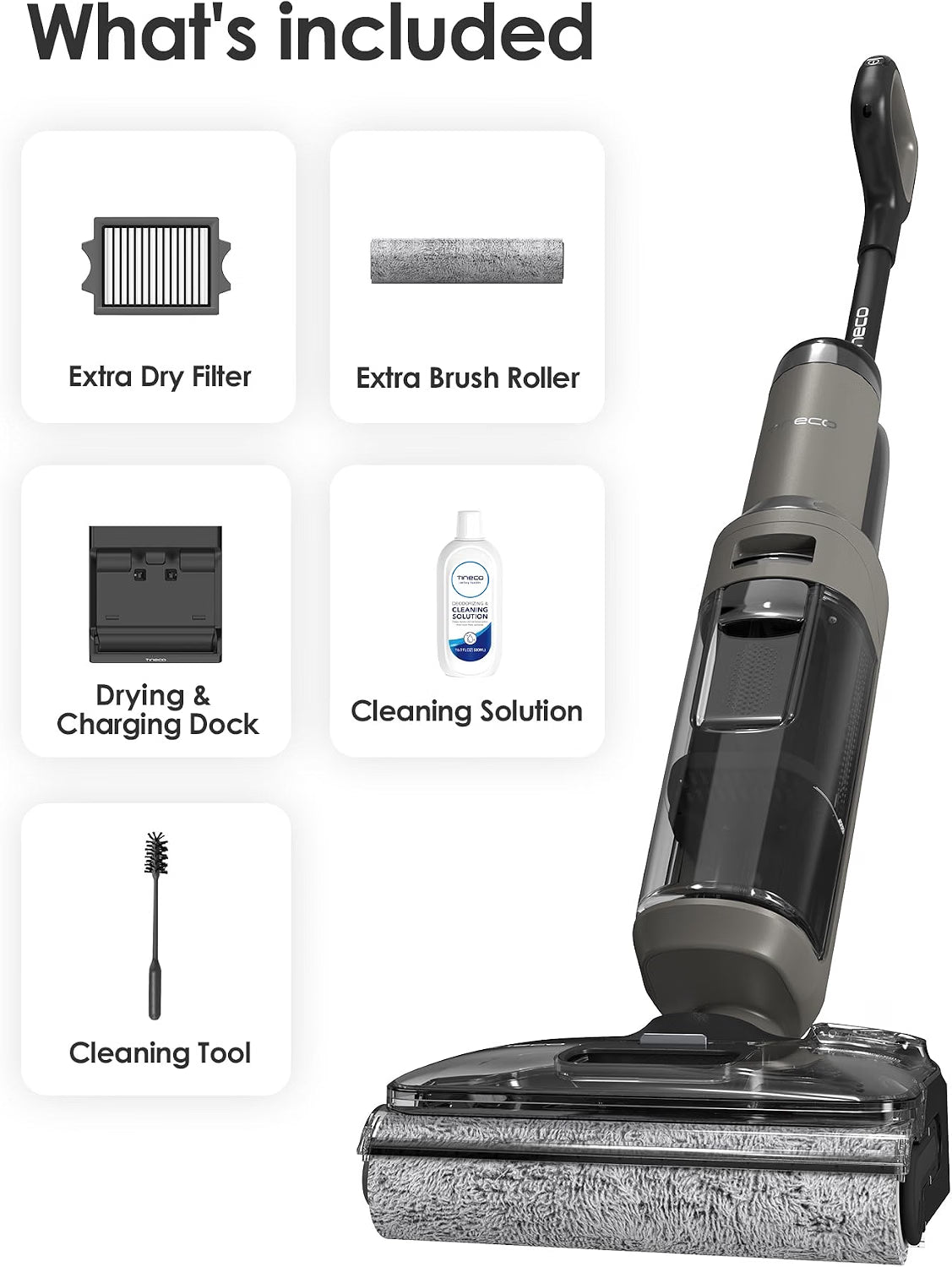 (New Open Box) Tineco Floor ONE i6 Stretch Wet Dry Vacuum Cleaner, Vacuum & Mop All in One, 20kpa Powerful Suction, Up to 40 Minutes Runtime, 180° Lay-Flat, Anti-Tangle Design, Full-Path Self-Cleaning&185℉ Flashdry