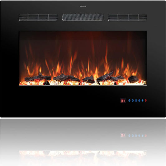 (New Open Box) Rodalflame 30 Inches Electric Fireplace Wall Mounted Heater for Indoor Use with Remote Control