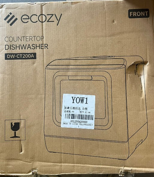 (New Open Box) ecozy Portable Dishwasher Countertop, Mini Dishwasher with a Built-in 5L Water Tank, No Hookup Needed, 6 Washing Programs