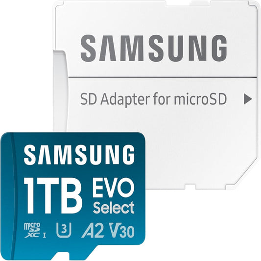(Brand New) SAMSUNG EVO Select microSD Memory Card + Adapter, 1TB microSDXC, Up to 160 MB/s, UHS
