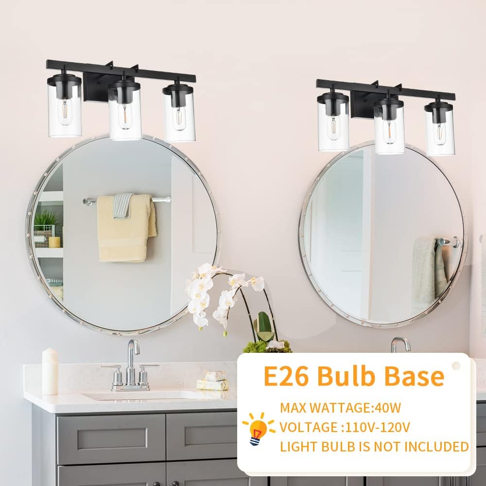 (New Open Box) Lauxal Vanity Light 3 Lights Modern Bathroom Light Fixtures Over Mirror