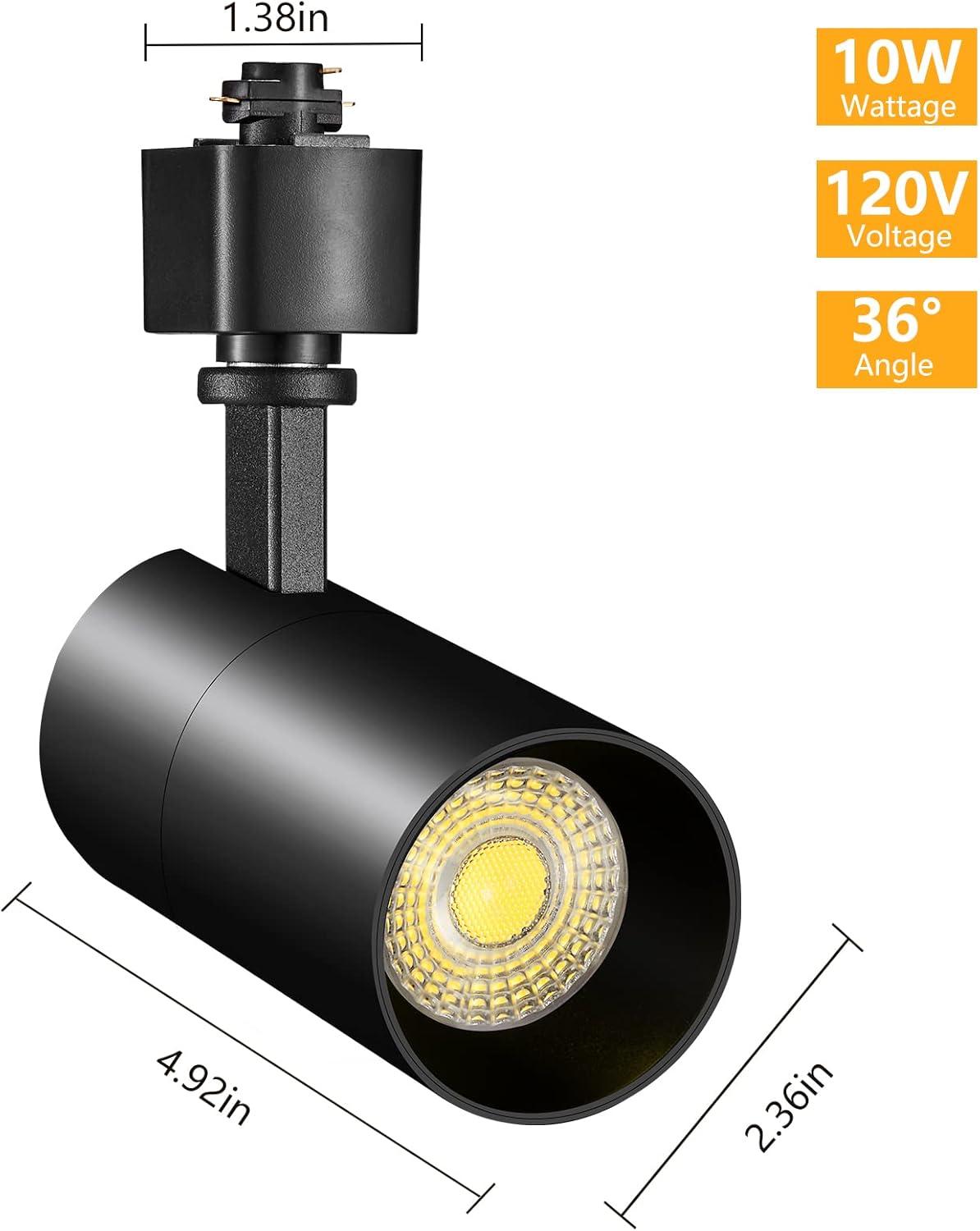 (New open box) VANoopee 3-Color 10W H Track Lighting Heads Dimmable LED Track Light Heads Bright Rail Ceiling Spotlight Fixtures Accent Task, 3000K 4000K 5000K, Flicker Free CRI90+ 36° 1000lm, Matte Black, 4 Pack