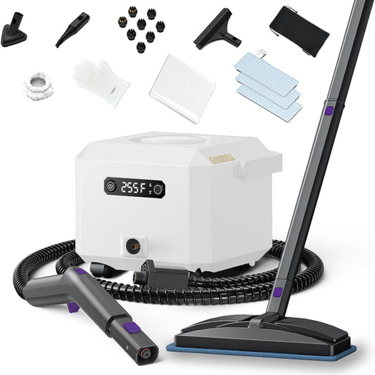 (Excellent) GROBELL Steam Cleaner: Fast 50-Sec Heat-Up Refill Anytime-No Cooling-Detachable Hose