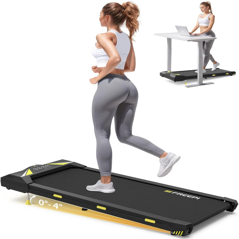 Freepi Walking Pad with Incline, 2.5HP Under Desk Treadmill for Home Office, Remote Control