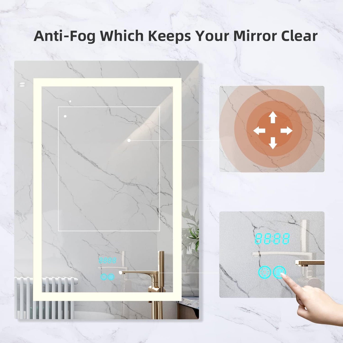 (New Open Box) Tech Drive Bathroom Mirror with led Lights Bathroom Vanity