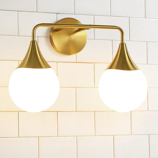 (New Open Box) HAHZT 2-Light Mid Century Farmhouse Bathroom Vanity Light Fixtures - Brushed Gold