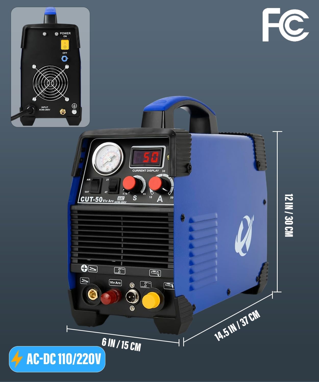 Plasma Cutter, 55A Non-Touch Pilot Arc Inverter DC Inverter 120/240V Dual Voltage Cutting