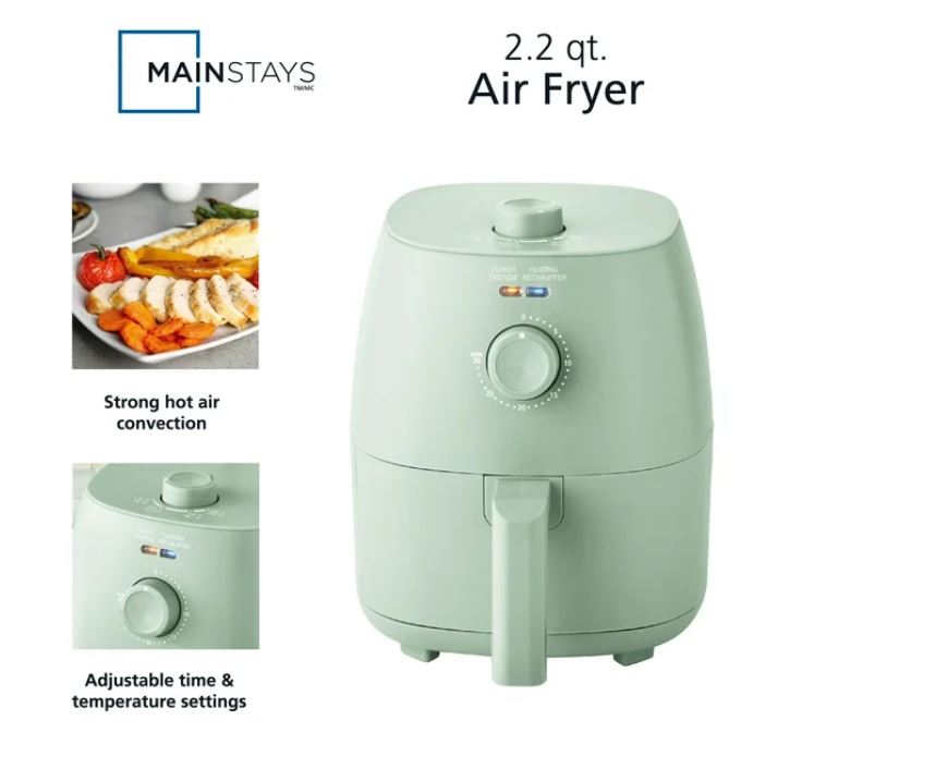 (Brand New Sealed) Mainstays 2.2 Quart Compact Air Fryer, Non-Stick, Dishwasher Safe, 1150W