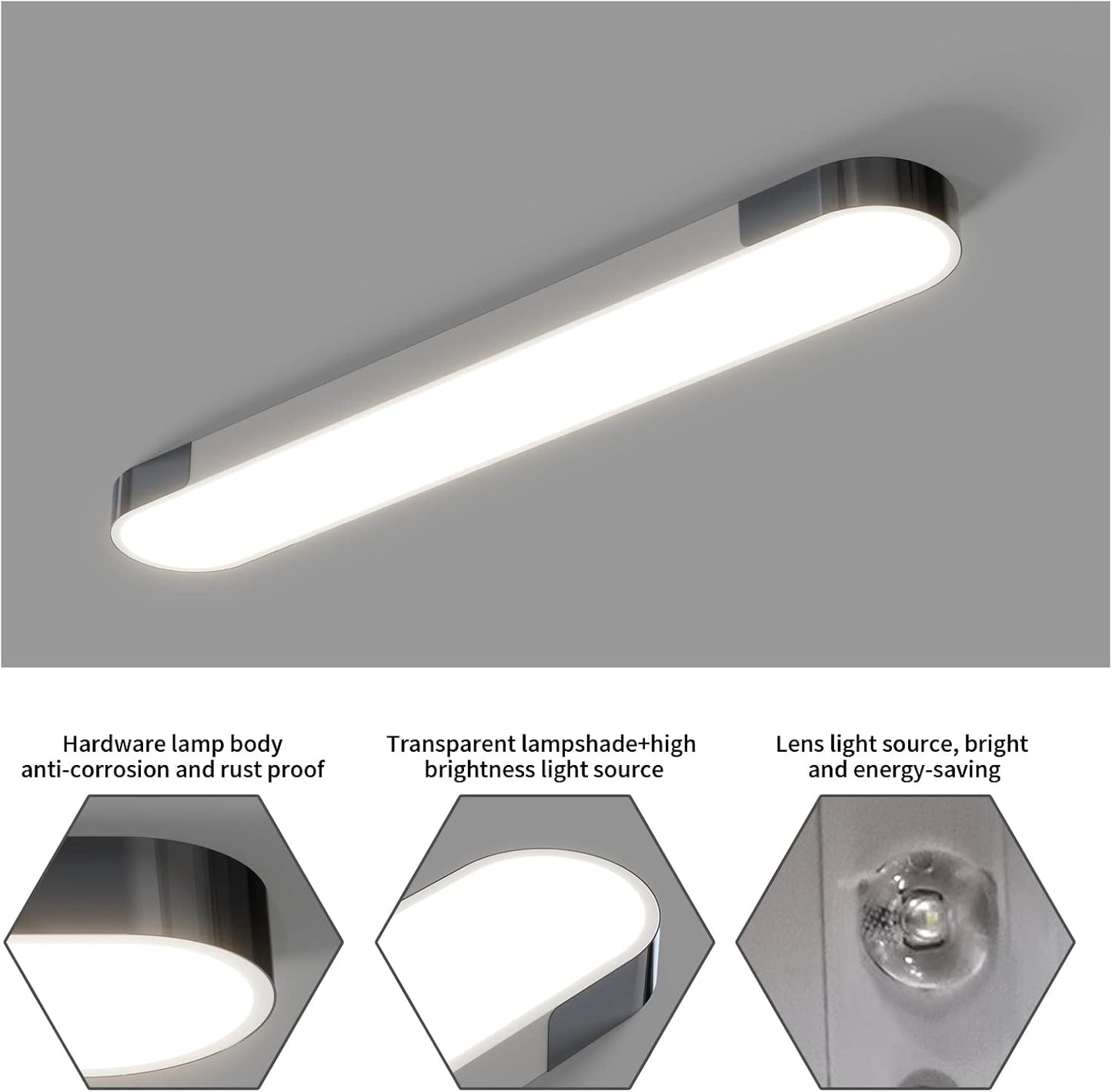 (New Open Box)  Qcyuui 48W Dimmable LED Linear Ceiling Light | Remote Control • 3000–6500K • Modern Acrylic