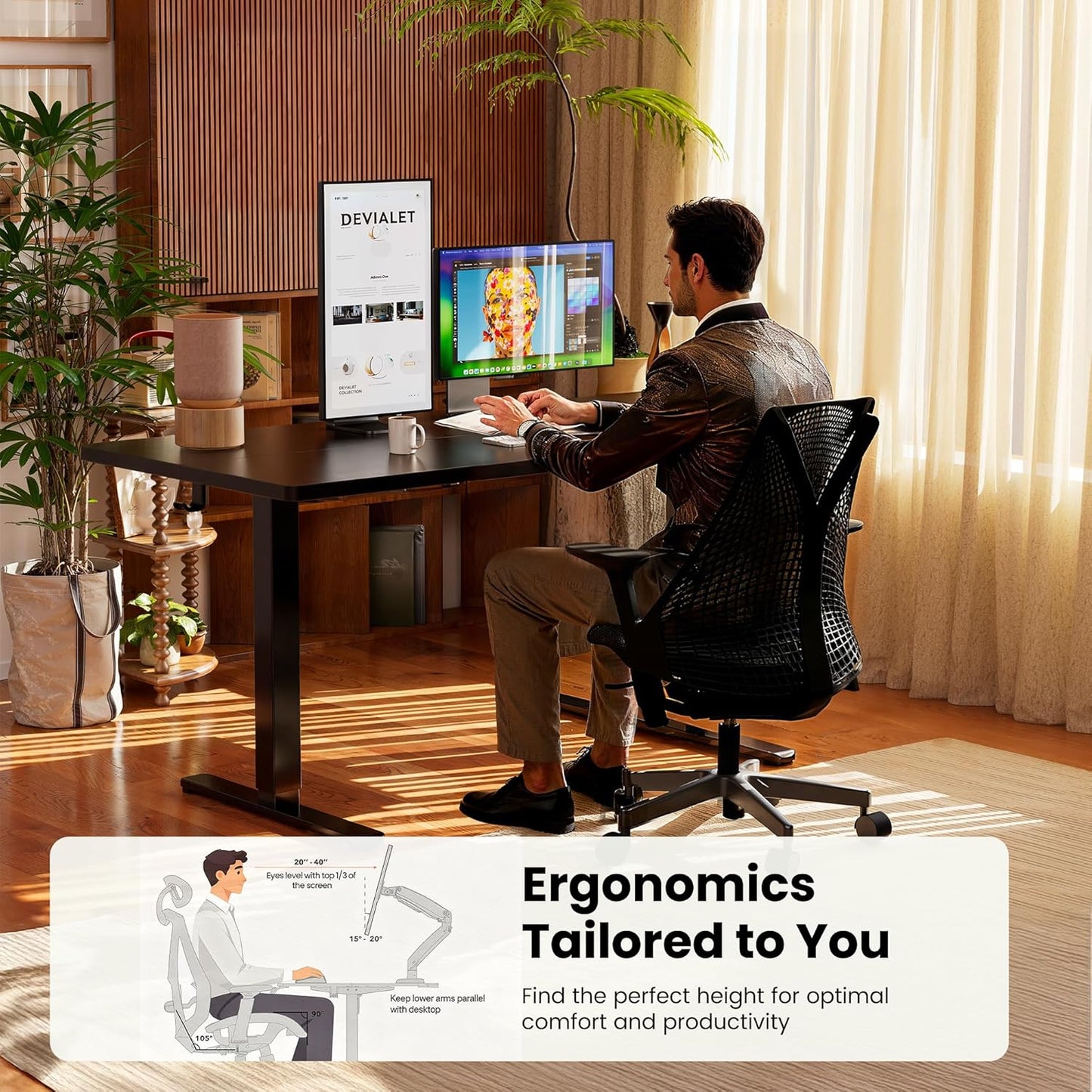 (New Open Box) ErGear Electric Standing Desk, 40"x24" Height Adjustable Sit Stand up Desk, 4 Memory Computer Home Office Desk Standing Table with Splice Board (Black)
