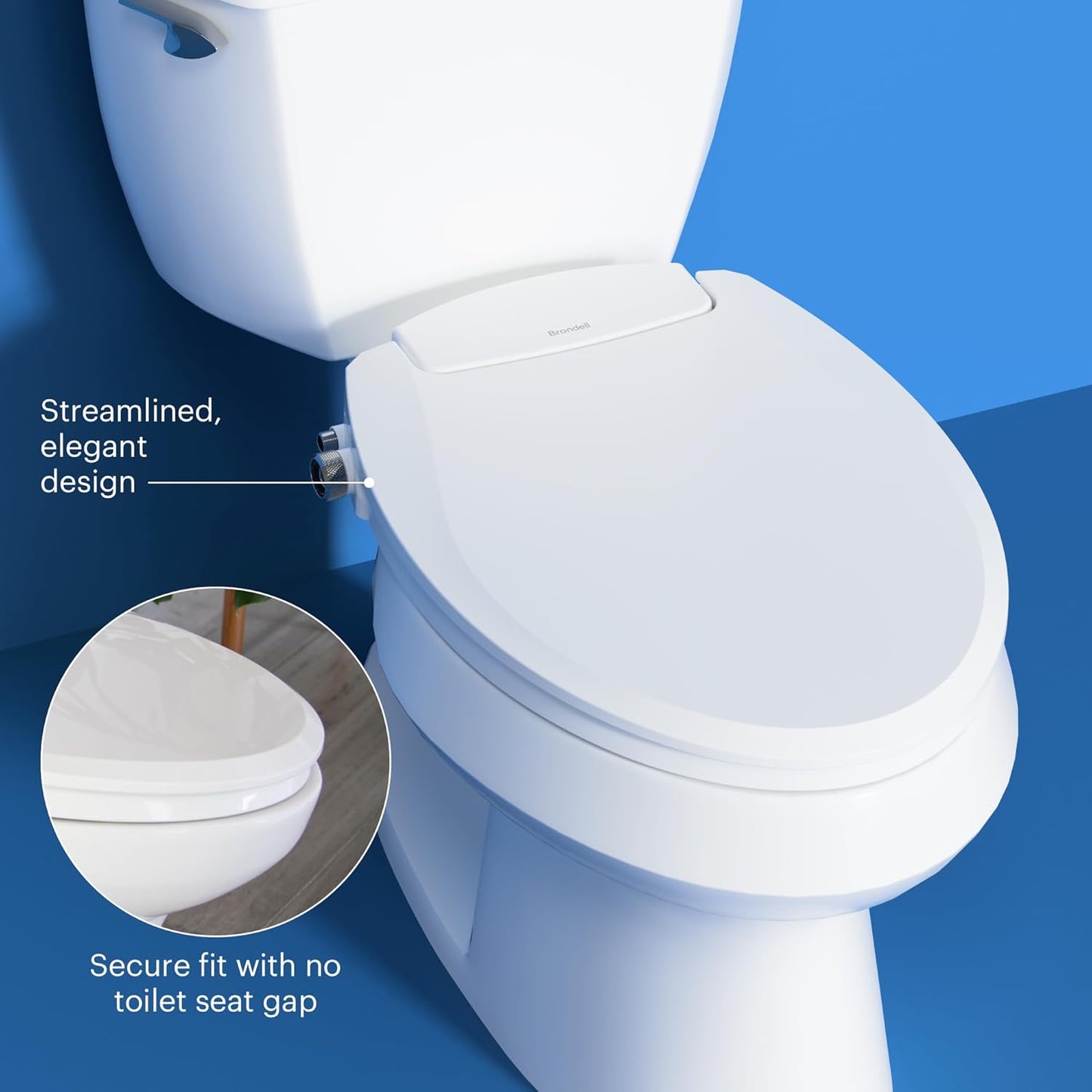 (New Open Box) Brondell Bidet Toilet Seat Non-Electric Swash Seat, Fits Round Toilets, White – Dual Nozzle System