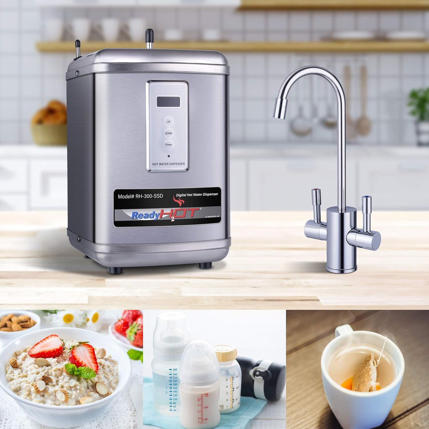 (New Open Box) Ready Hot  Instant Hot Water Dispenser | 2.5 Quart • Digital Display • Polished Chrome