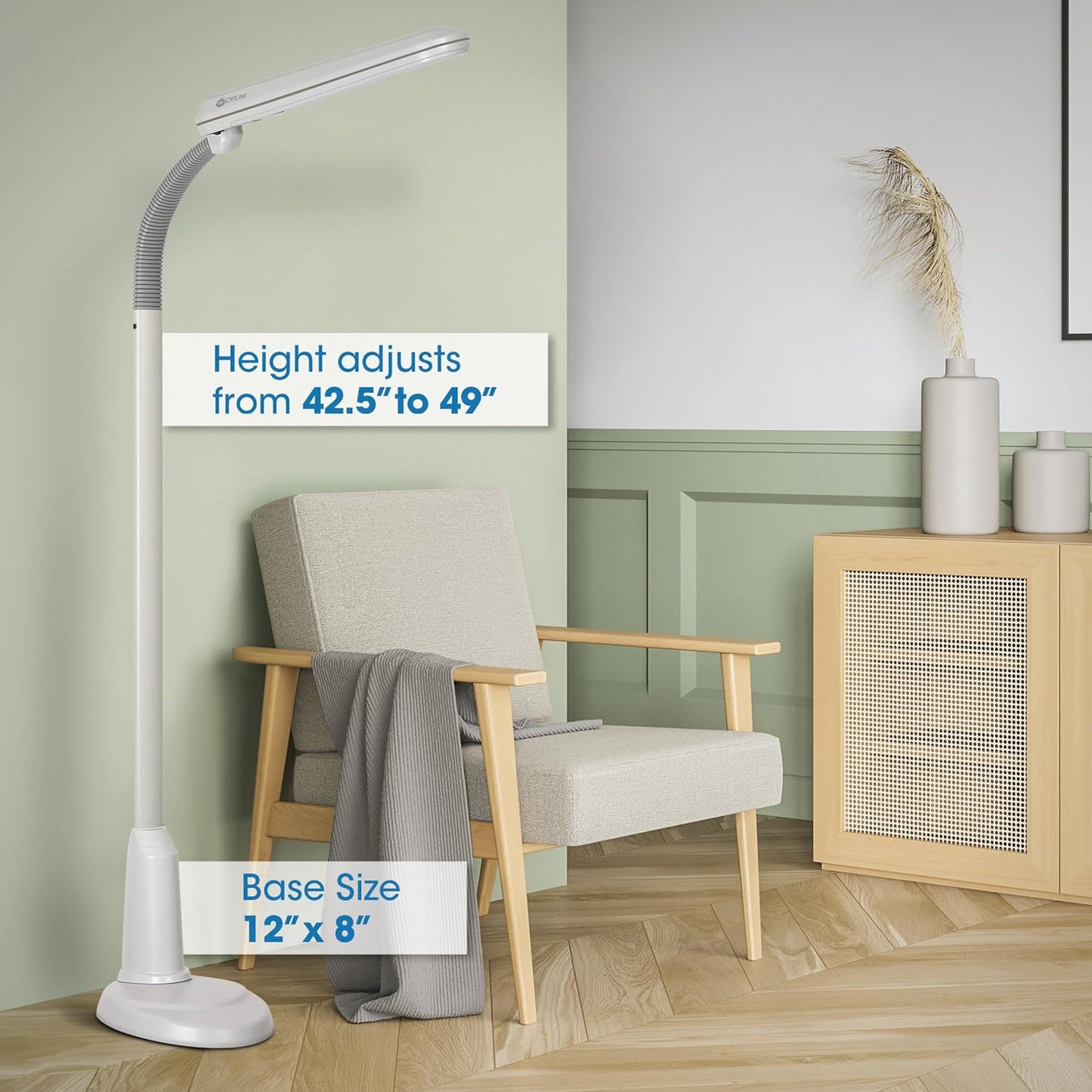 (New OPen Box)  OttLite Craft Plus Standing Floor Lamp | Adjustable Gooseneck • 24W Natural Daylight - HB-054