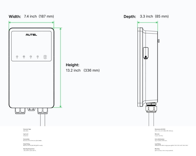 (New Open Box) Autel AC Elite Home 50A 12kW EV Charger | Maxi US AC W12-H •  50Amp  • Hardwired