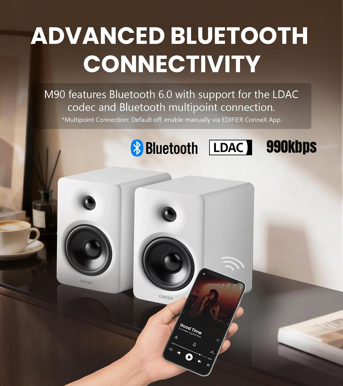 (New Open Box)  Edifier M90 100W RMS Computer Speakers | Premium Desktop Speakers • White |