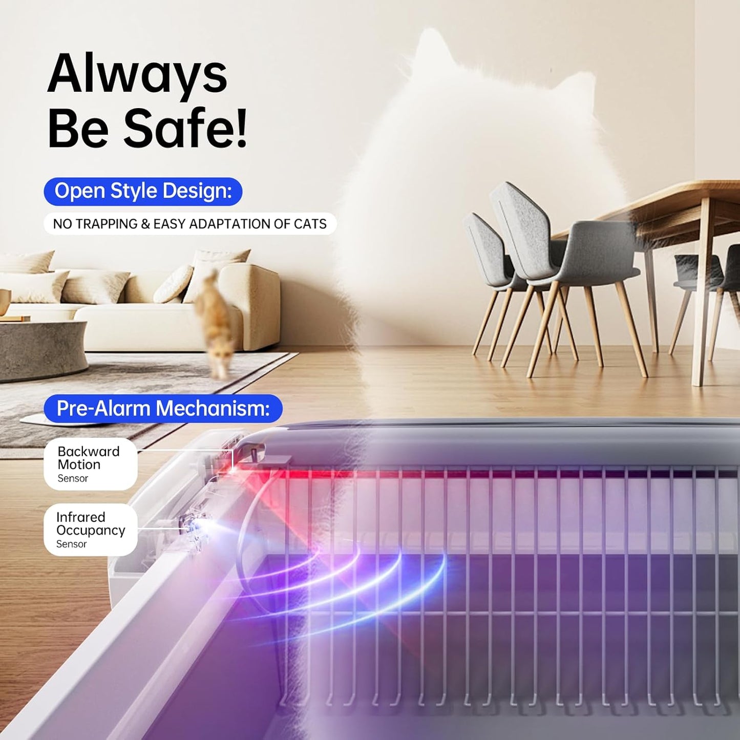 Magic Scoop M1 Pro Automatic Self-Cleaning Cat Litter Box for Multiple Cats,Open-Top, High-Sided, Odor Control, No Scooping, Anti-Stick, Smart App Control, Large Capacity, Litiere Pour Chat Autonettoyant