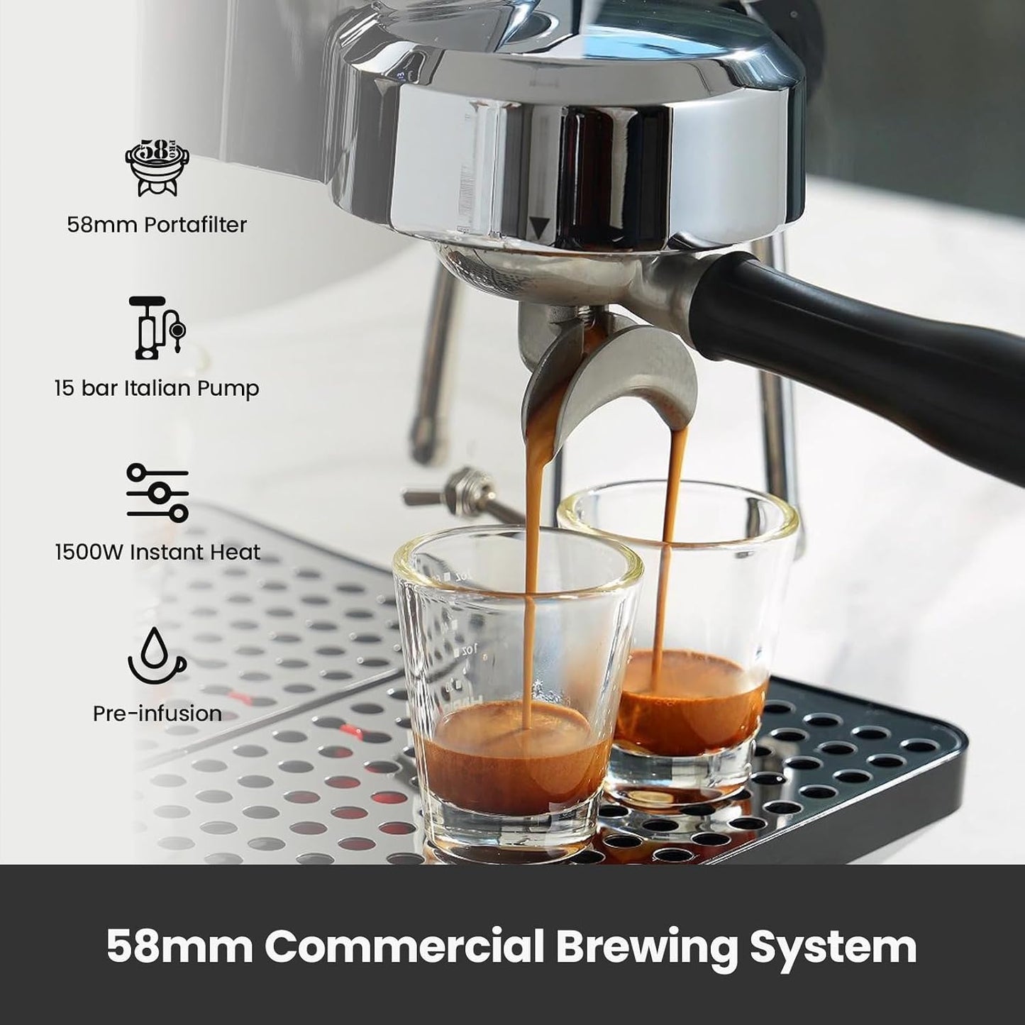 (New Open Box) Gemilai Owl Espresso Machine G3006 – 15 Bar | Semi-Automatic with Milk Frother