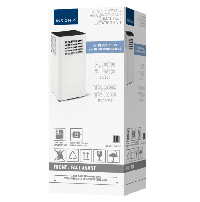 Insignia 3 in 1 Portable Air Conditioner with dehumidifier - 12000 BTU (SACC 7000 BTU)