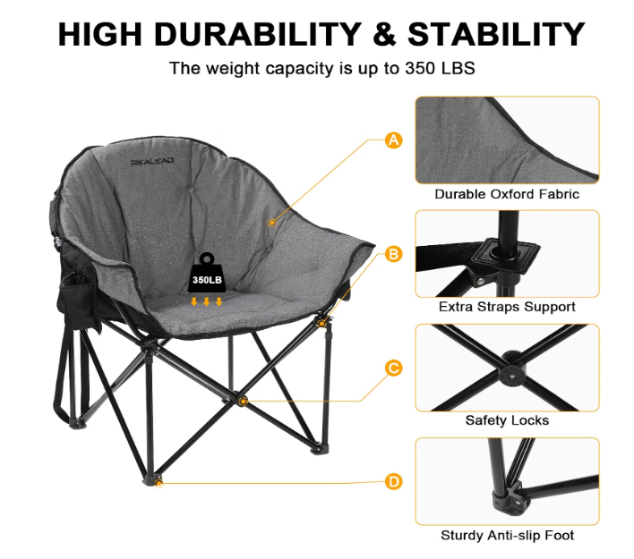 (Excellent) REALEAD Oversized Heated Camping Chair with Fully Thick Padded