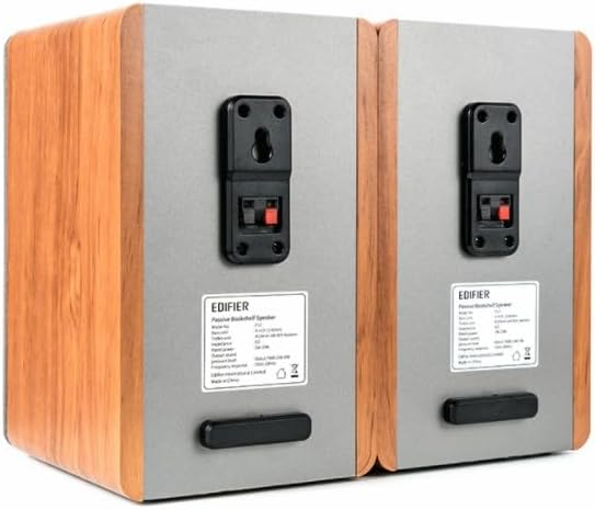 (Excellent) Edifier P12 Passive Bookshelf Speakers - 2-Way Speakers with Built-in Wall-Mount Bracket - Wood Color - Pair