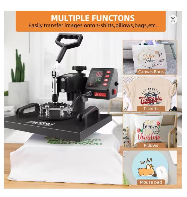 (New Open Box) Heat Press, Lya Vinyl 5 in 1 Heat Press Machine - 12 x 15 inch Combo Swing Away T-Shirt Sublimation