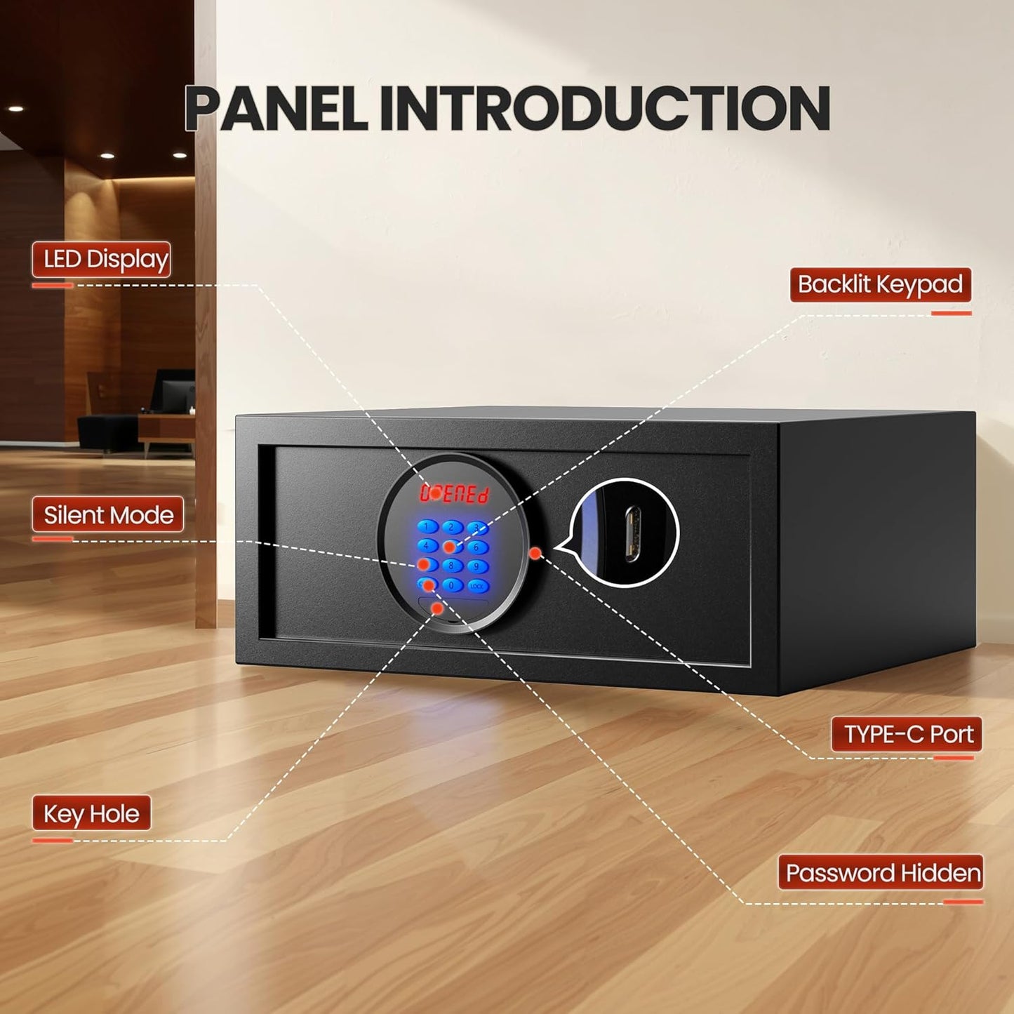 (New Open Box) KornerBatl Hotel Safe Box with Administrator's Password (14.57"D x 16.93"W x 7.09"H - 24.69 lb)