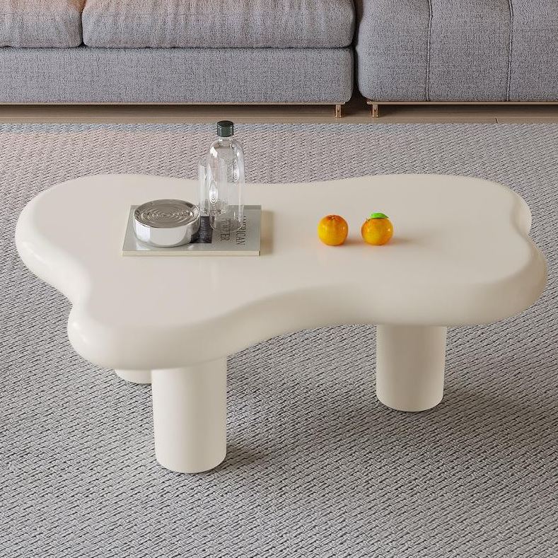 (New Open Box) Guyii Irregular-Shaped Coffee Table, Cream White Center Table (DS0040)