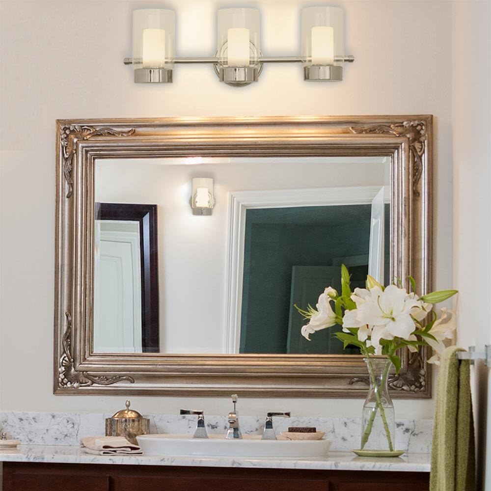 (New Open Box)  Hamilton Hills Polished Nickel Triple Light Fixture | HB -57