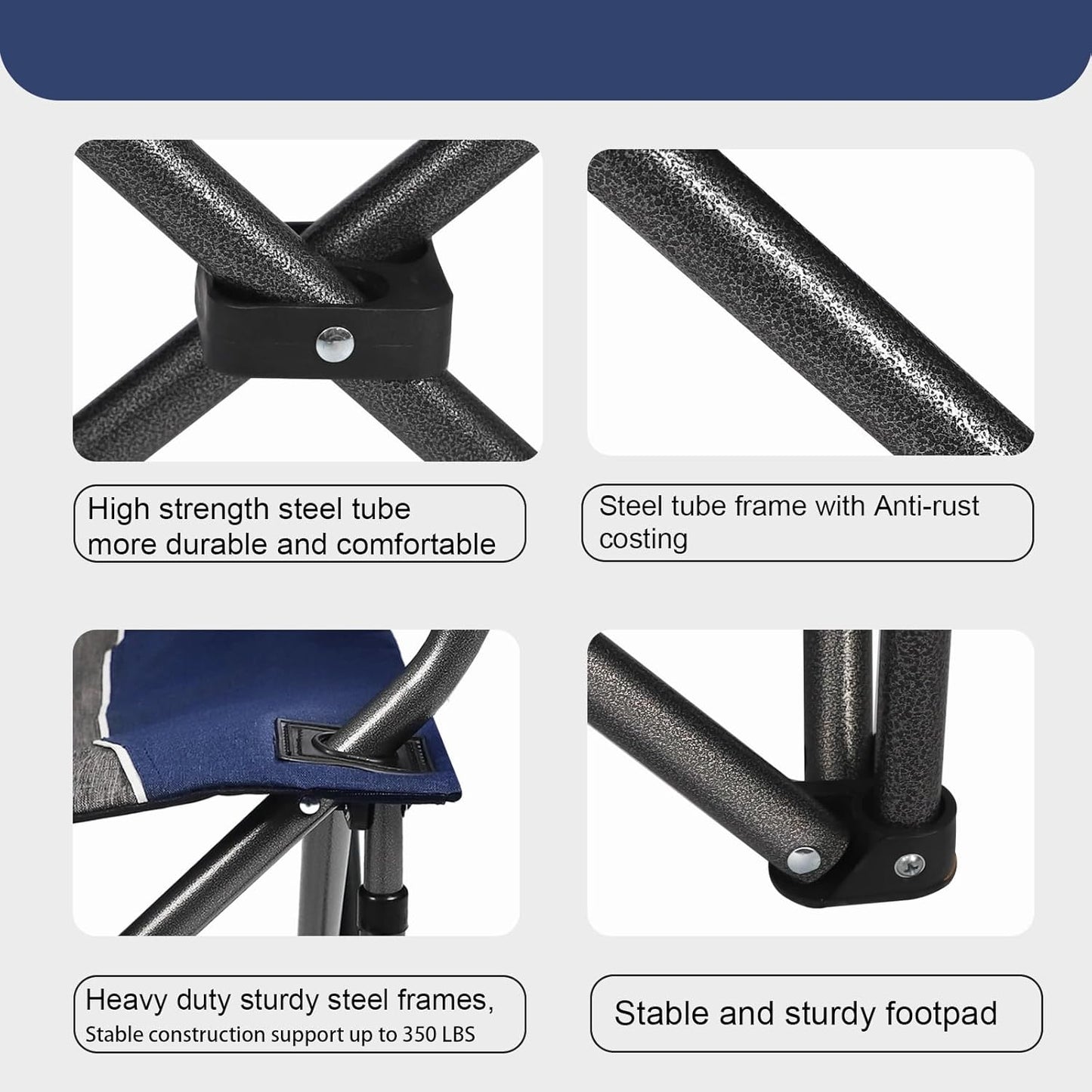 (Excellent) Northroad Extra - Large Comfort Camping Chair, Padded Folding Chair w/Cup Holder, Cooler Bag (Blue)