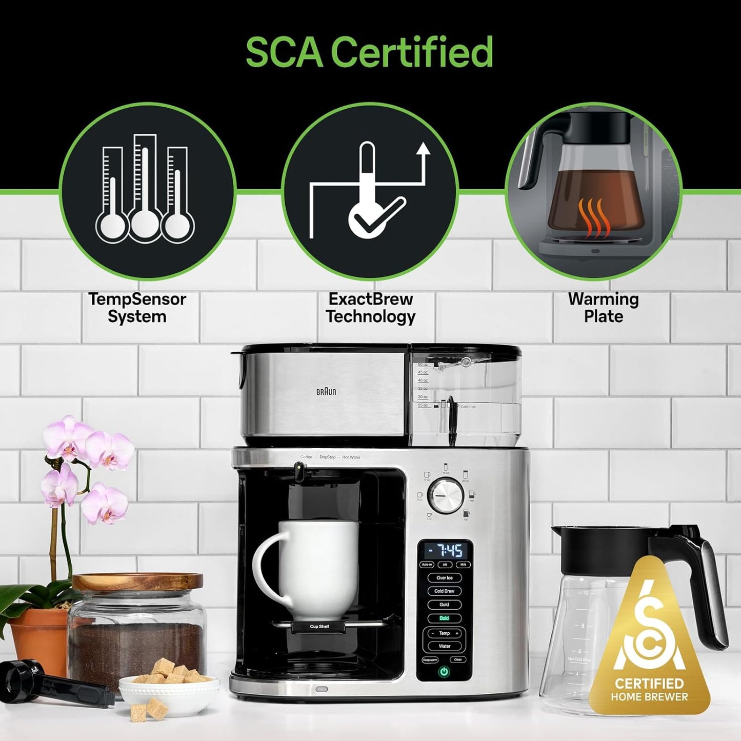 (Excellent)  Braun MultiServe Plus 10-Cup Coffee Maker | Hot & Cold Brewer • Over Ice • KF9370SI