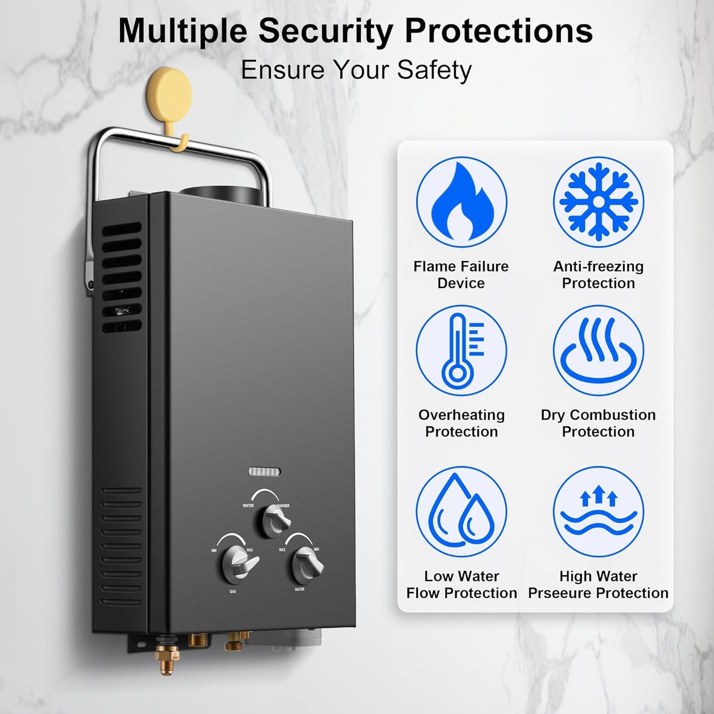 (New Open Box) Outdoor Tankless Propane Water Heater 1.58GPM 6L Portable Gas Water Heater